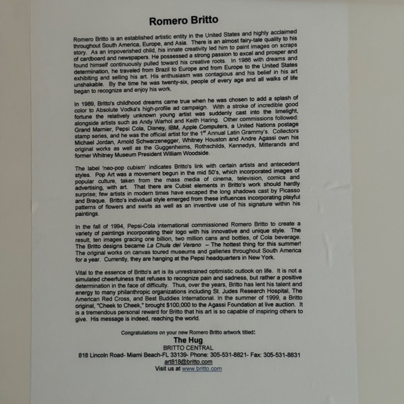 The Hug by Romero Britto limited edition print signed - Picture 6 of 8